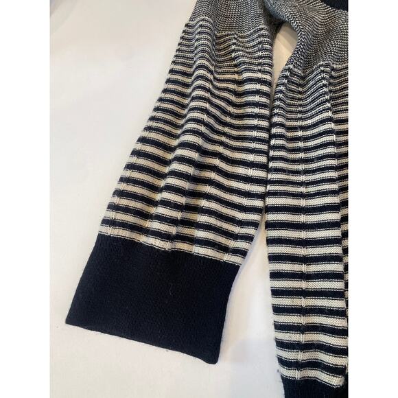Free People Black Beige Scoop Neck Striped Sweater Sz M Wool Pullover - Picture 9 of 13